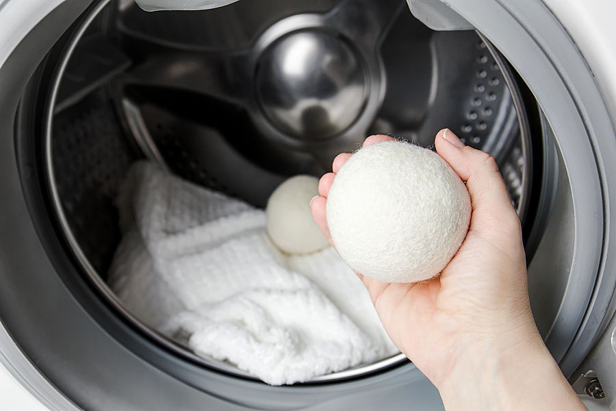 Wool dryer balls are a natural fabric softener. Reusable, reduces wrinkles and static.