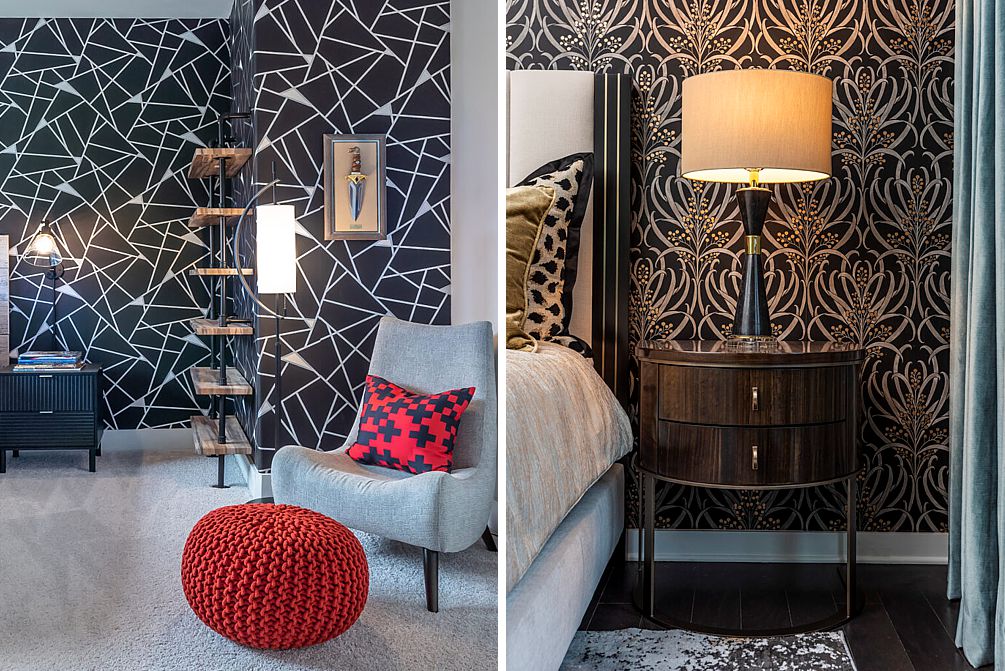 WALLPAPER: Adorn your walls with black and embrace geometric shapes and metallic tones through exquisite wallpapers.
